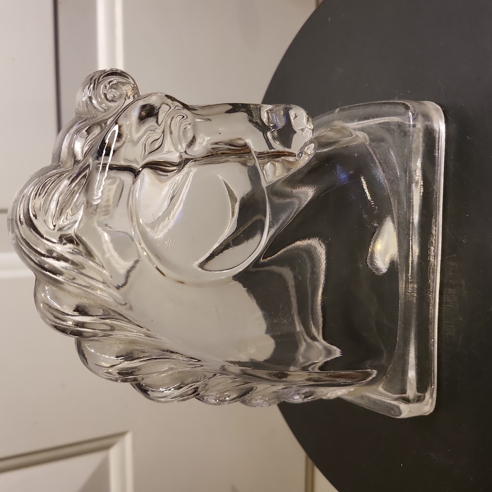 Crystal Glass Horse Bust Head Book End Equestrian Federal Glass Co 1900-1979